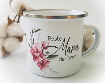 Emaille Tasse für Mama - Beste Mama der Welt | Muttertagsgeschenk | Geburtstag | Danke Mama