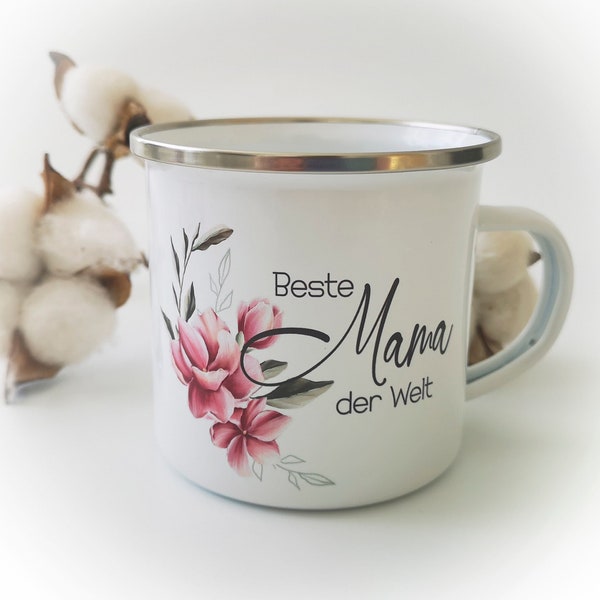 Enamel cup for mom - Best mom in the world | Mother's Day gift | birthday | thank you Mama