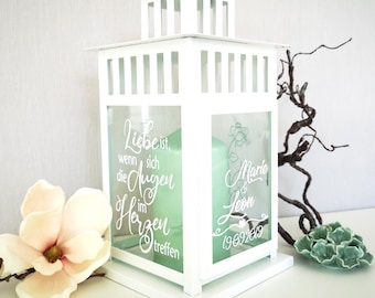 Wedding gift lantern with rose motif and saying 28x15x15cm - personalized gift - lantern - Valentine's Day