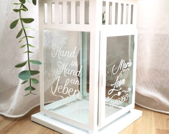Personalized wedding gift | Lantern with names & date | Gift for the bride and groom | Wedding decoration keepsake