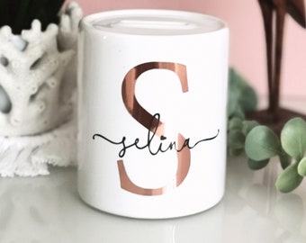 Money box with name and monogram rose gold | personalized money box | Mother's Day gift | birthday | Christmas | Gift of money