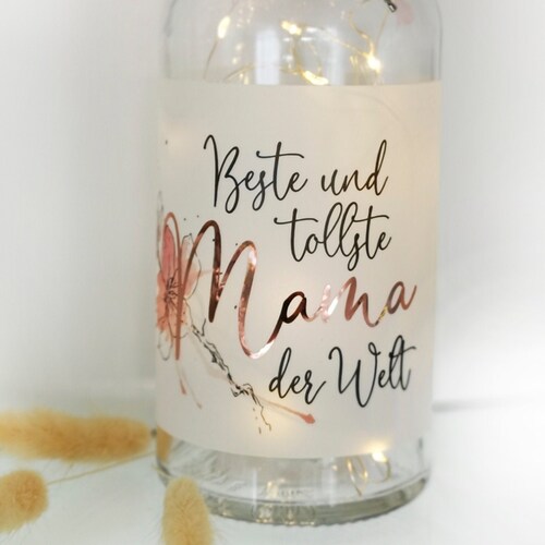 "Alles Liebe zum Muttertag" Leuchtflasche Wunschname Muttertag Geschenk 