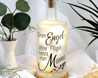 Dekoflasche mit Beleuchtung Muttertag *  Flaschenlicht * Bottlelight - Engel Mama Spruch Flasche Geschenk Mother Day