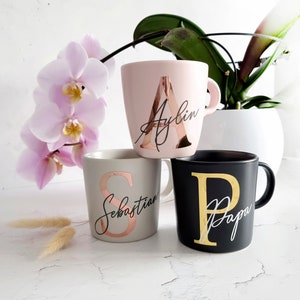 Stoneware ceramic mug with name and monogram vinyl foil personalized gift for girlfriend Mother's Day gift Birthday image 1