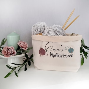 Aufbewahrungskorb Wolle I Personalisiert I Geschenk zu Weihnachten Ostern Geburtstag | Utensilo | Canvas Organizer