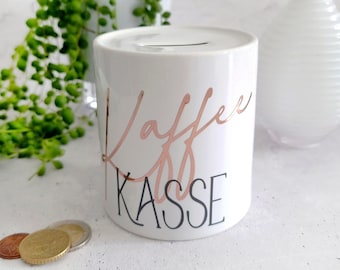 Spardose Kaffeekasse | Sparbüchse roségold | Geldgeschenk | Weihnachtsgeschenk Sparschwein