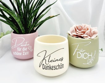 Ceramic flowerpot thank you | Gift for helpers, educators, neighbors, parents | Small token of appreciation | Sustainable gift idea
