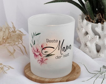 Candle glass as a tealight holder as a Mother's Day gift