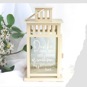 Laterne beige mit Spruch für ErzieherInnen Abschiedsgeschenk Windlicht Lampe Wohnaccessoires 2 Ausführungen personalisiert Namen Bild 3