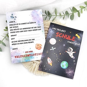 Einladungskarte zur Einschulung | Schuleinführung | Endlich Schulkind | Astronaut Weltall Kosmos | Schulanfang | modern zeitlos