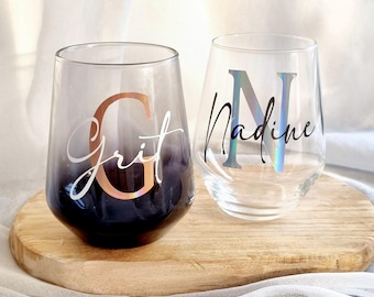 Personalized black drinking glass | Water glass with name | Gift idea for girlfriend (women/men) | Wedding gift | Birthday | Bachelorette party