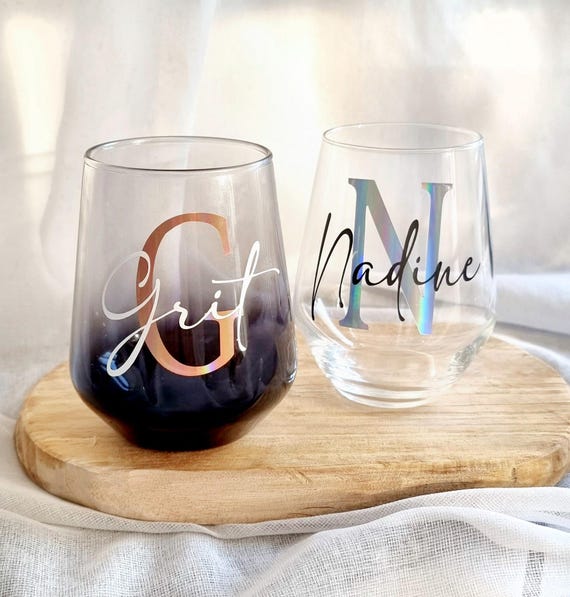 Trinkglas personalisiert schwarz l Wasserglas mit Name l Geschenkidee für Freundin Frauen / Männer |Hochzeitsgeschenk | Geburtstag | JGA