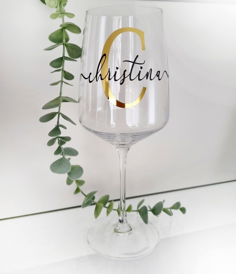 Weinglas XL mit Namen und Monogramm roségold personalisiertes Geschenk für Freundin Hochzeitsgeschenk Geburtstag JGA Bild 8