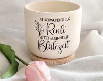 Gift for retirees, retirement, farewell gift, ceramic flower pot, thank-you gift for colleagues on retirement, for friends