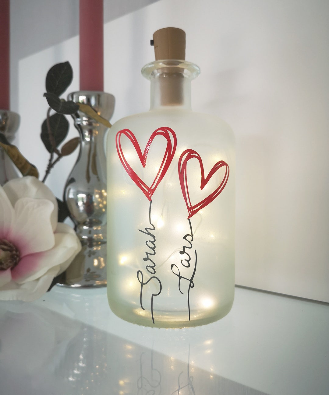 Jinfa LED Flaschenlicht Gold - Orientalische Tischlampe Mit Batteriebetrieb