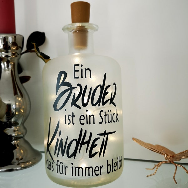 Dekoflasche mit Beleuchtung - Bruder LED Leuchte Leuchtflasche Bottlelight Lichterkette Geschenk Flaschenlicht Homedeco modern