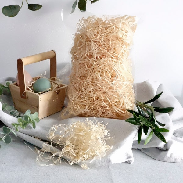 Holzwolle mittelfein | Natürliche Holzspäne für Verpackung | Dekoratives Füllmaterial  | Geschenkboxen | Osterkorb | Weihnachten Dekoration