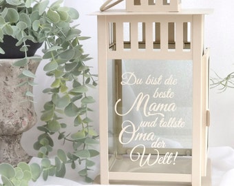 Laterne beige mit Spruch für Mama und Oma | Muttertagsgeschenk | Windlicht | Lampe | Wohnaccessoires  - personalisierbarDeko