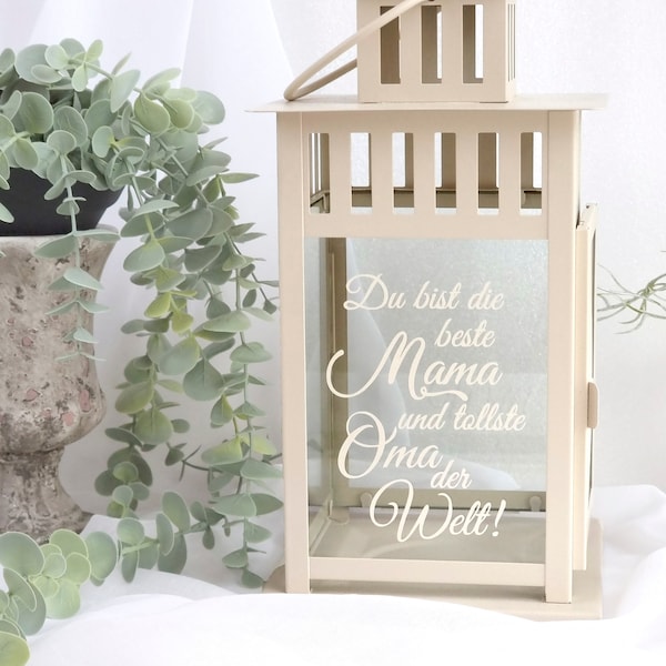 Laterne beige mit Spruch für Mama und Oma | Muttertagsgeschenk | Windlicht | Lampe | Wohnaccessoires  - personalisierbarDeko