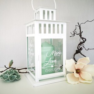 Hochzeitsgeschenk Laterne mit Motiv Rose und Spruch 28x15x15cm personalisiertes Geschenk Windlicht Valentinstag Bild 3