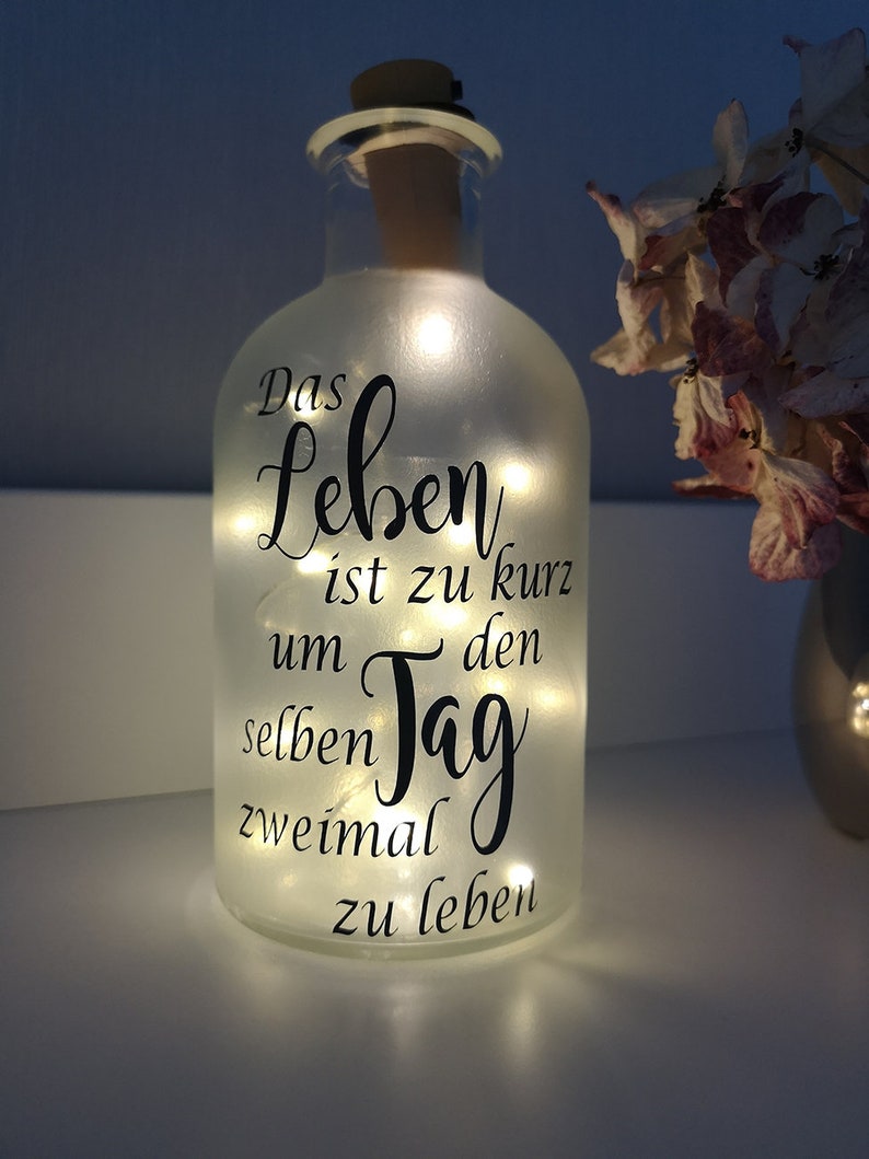 Dekoflasche mit Beleuchtung Das Leben ist kurz LED Lampe Etsy Dekoflasche mit Beleuchtung Das Leben ist kurz LED Lampe Etsy