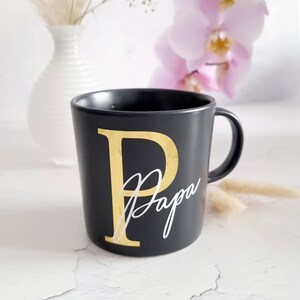 Stoneware ceramic mug with name and monogram vinyl foil personalized gift for girlfriend Mother's Day gift Birthday anthrazit