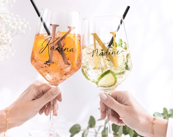 Personalisiertes XL Weinglas mit Name | Geschenk für beste Freundin | Aperol Spritz Glas 650ml | Geburtstagsgeschenk Freundin | Cocktailglas