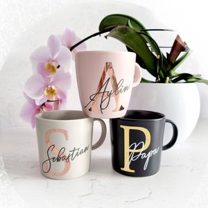 Stoneware ceramic mug with name and monogram vinyl foil personalized gift for girlfriend Mother's Day gift Birthday image 6