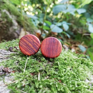 Cocobolo Reluka stud earrings pair, wooden stud earrings, precious wood