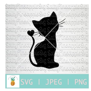 Cat Svg, Cat with Heart Svg, fichier Svg, Cute Cat, Kitty, Cat Shirt Design, Cat Silhouette, fichier Svg, Conception Tumbler, fichier Png