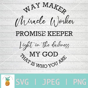 Waymaker SVG, Miracle Worker SVG Scaricabile, Taglio vinile, Scan n Cut, Silhouette, Circut, Tumbler decalcomania, Christian, Cross