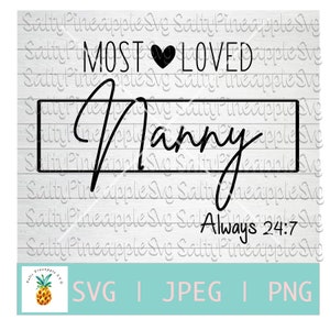 Nanny la plus aimée, Nanny square svg, Fête des Mères, Fleurs, Svg fichier Silhouette, Circut, Tumbler design, Png fichier