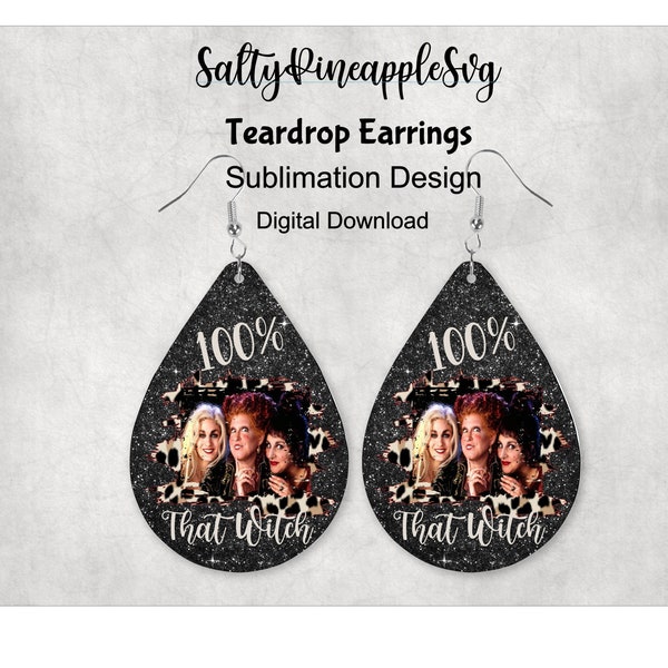 Hocus Pocus Teardrop Earring PNG file, Halloween Witch Png , That Witch, Teardrop Template, Teardrop earring, Halloween teardrop file