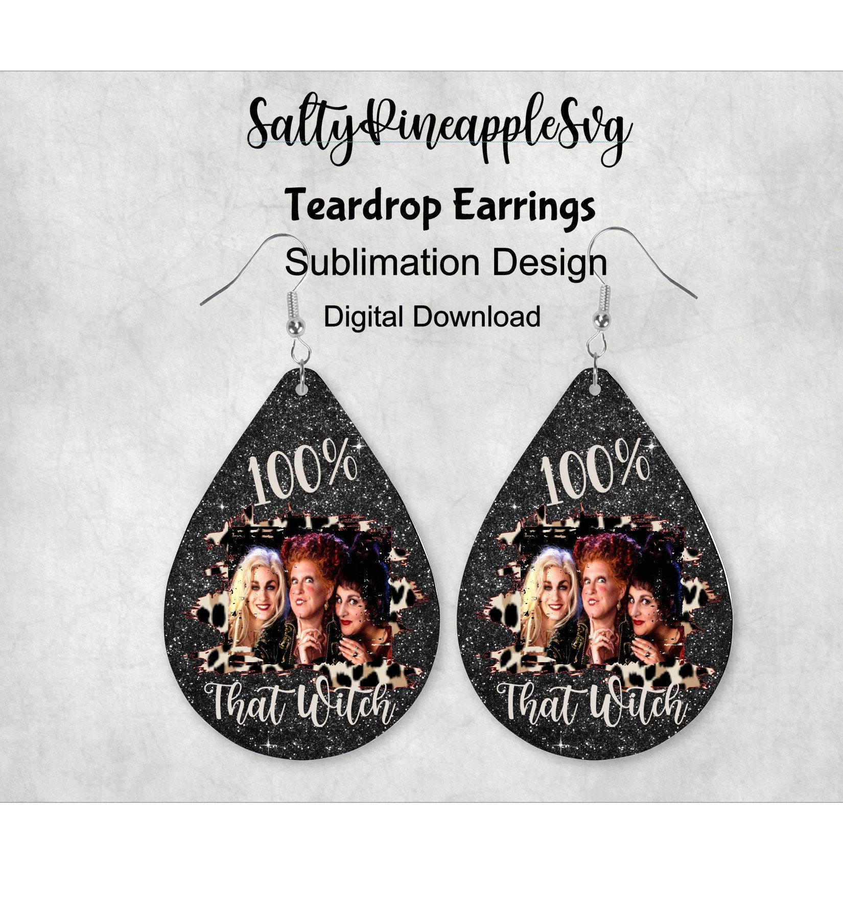 (Instant Print) Digital Download - Hocus Pocus Tear drop earring bundl