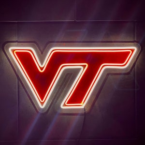 Virginia Tech Primary Athletics Mark VT LED Neon Sign - 23" W x 11.8" H - Officially CLC Licensed - Blacksburg - Hokies - Hokie - HokieBIrd