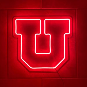 University of Utah Campus Block U LED Neon Sign - 16.9&quot; W x 15.5&quot; H - Officially Licensed - Utes Swoop Red Rocks