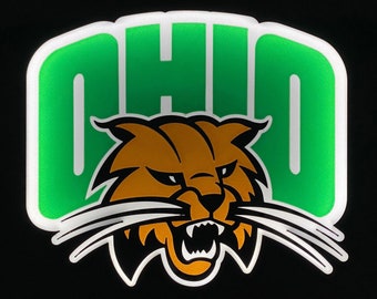 Ohio University OU Bobcats LED Neon Light Box - 9.5" W x 8.375" H x 1.625" D - Athens - Man Cave - Sports Bar - Officially CLC Licensed