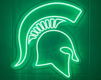 Michigan State University MSU Spartan Sparty Helmet LED Neon Sign - 17.5" W x 20" H - Officially Licensed Product 8474 - Monster Moose
