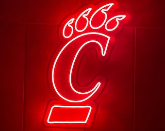 University of Cincinnati Bearcats Logo LED Neon Sign - 15.1" W x 23" H - Officially CLC Licensed - Ohio - Monster Moose, LLC.