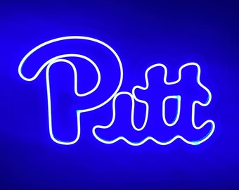 University of Pittsburgh Script Pitt LED Neon Sign - 19.5" W x 11.4" H - Officially CLC Licensed - Panthers - ROC the Panther - H2P
