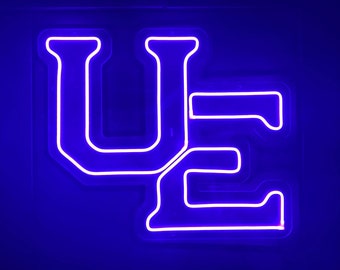 University of Evansville UE Letter Mark LED Neon Sign - 18.6" W x 15.5" H - Officially CLC Licensed - Purple Aces - Indiana