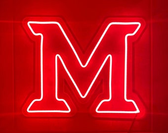 Miami University M LED Neon Sign - Official Collegiate Licensed Product - Oxford Ohio - Redhawks Swoop