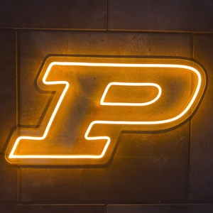 Purdue University Boilermakers Motion P LED Neon Sign - 23&quot; W x 12.2&quot; H - Officially CLC Licensed - Boiler Up - Hammer Down - Boilers