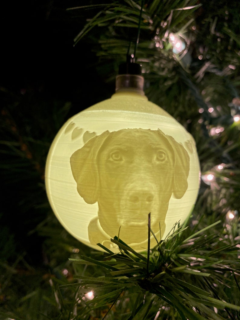 Custom 3D Printed Personalized Christmas Warm White LED Lighted Ornament Ball / Bauble / Bubble Lithophane Photo Gift / Light Clip image 4