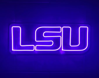 Louisiana State University LSU LED Neon Sign - 23" W x 8.4" H - Officially CLC Licensed - Fighting Tigers - Mike the Tiger - Baton Rouge