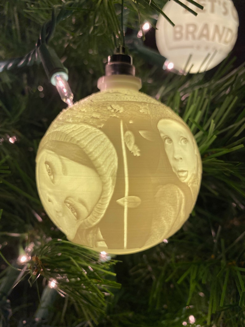 Custom 3D Printed Personalized Christmas Warm White LED Lighted Ornament Ball / Bauble / Bubble Lithophane Photo Gift / Light Clip image 6