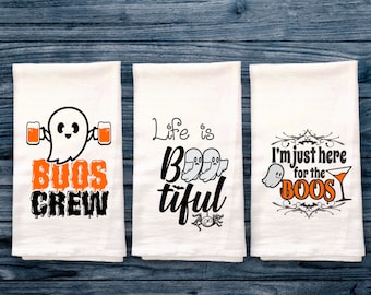 Halloween flour sack towel bundle, funny kitchen towel, kitchen towel bundle, friend gift,Halloween gift, Mother's Day Gift