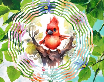 Cardinal metal wind spinner for outdoors, whirligig, garden art, garden spinner, gardening gift, outdoor decor, porch decor, garden gift