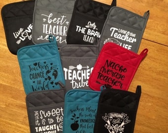 Teacher gift, teacher appreciation gift, teacher gift, personalized teacher gift, saying pot holder, staff gift, end of year gift