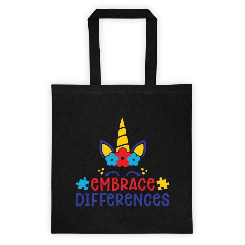 autism support two sided tote teacher gift canvas tote bag unicorn for autism Autism awareness tote bag Mother/'s Day gift
